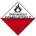 Nmc Spontaneously Combustible 4 Dot Placard Sign, Pk100, Material: Unrippable Vinyl DL48UV100